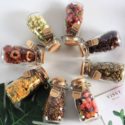 Tea Leaves in Glass Bottle