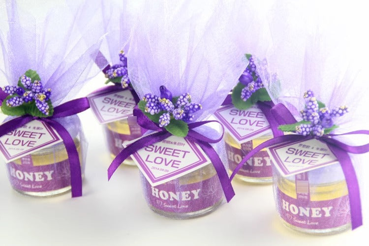 Floral Honey Jar with Wrap
