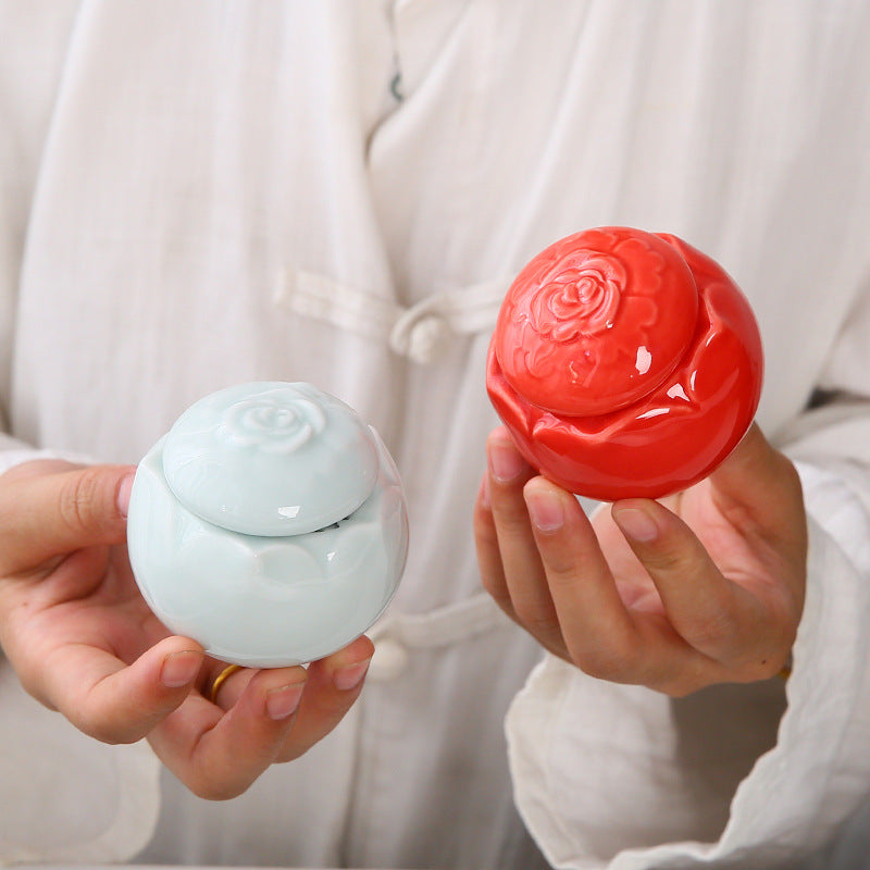 Pastel Ceramic Rose Jewelry Holder