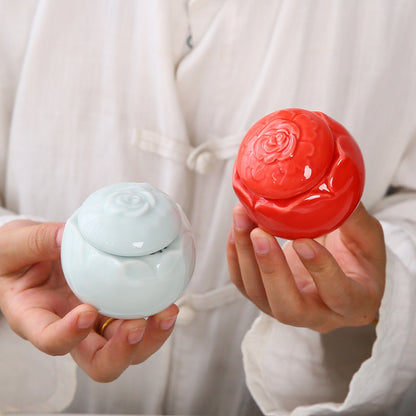 Pastel Ceramic Rose Jewelry Holder