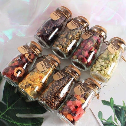 Tea Leaves in Glass Bottle