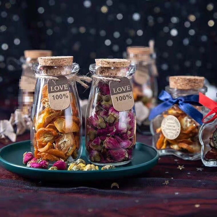 Tea Leaves in Glass Bottle