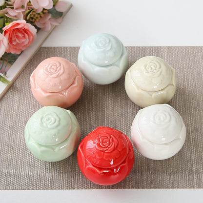 Pastel Ceramic Rose Jewelry Holder