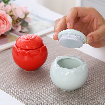 Pastel Ceramic Rose Jewelry Holder